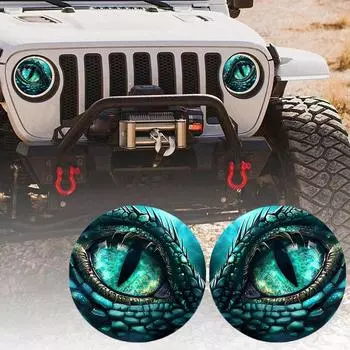 Наклейки на фары Beast Eyes, забавные 3D-стереоглаза, креативные наклейки на окна автомобиля, круглые наклейки на глаза, декор для автомобиля