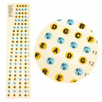 Наклейки на гитарный гриф, наклейки для басовых ладов, наклейки для начинающих, обучение уроку музыки