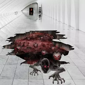 Наклейки на Хэллоуин, наклейки на пол с изображением тыквенного черепа, украшения на Хэллоуин для дома, ванной комнаты, туалета, ужасы, наклейки на стены для окон