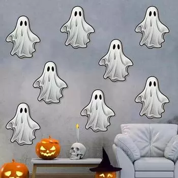Наклейки на Хэллоуин светятся в темноте, жуткие наклейки с привидениями, жуткая атмосфера, настенные наклейки для домашнего офиса, украшения для вечеринок зелёный