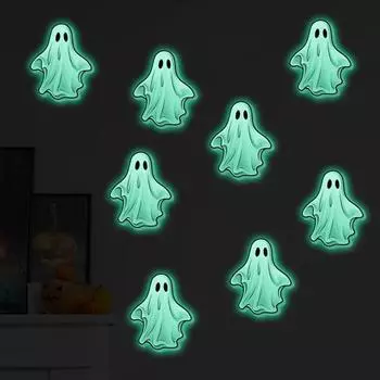 Наклейки на Хэллоуин светятся в темноте, жуткие наклейки с привидениями, жуткая атмосфера, настенные наклейки для домашнего офиса зелёный