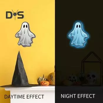 Наклейки на Хэллоуин светятся в темноте, жуткие наклейки с привидениями, жуткая атмосфера, настенные наклейки для домашнего офиса, украшения для вечеринок зелёный
