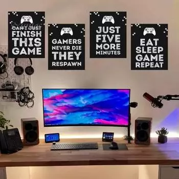 Наклейки на игровую стену, самоклеящиеся неоновые наклейки на стены для видеогеймеров, игровая комната, фон, украшение стены, настенное искусство, игровые картинки для мальчиков, игровая комната A