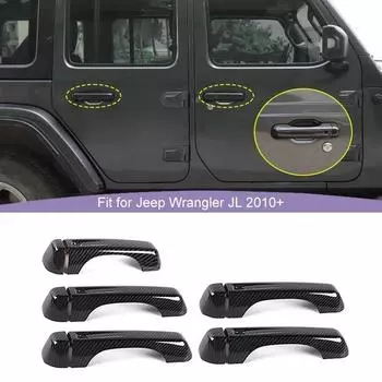Наклейки на крышку ручки багажника автомобиля для Jeep Wrangler JL 2018 Up 4-дверная версия Внешние аксессуары углеродного волокна черного