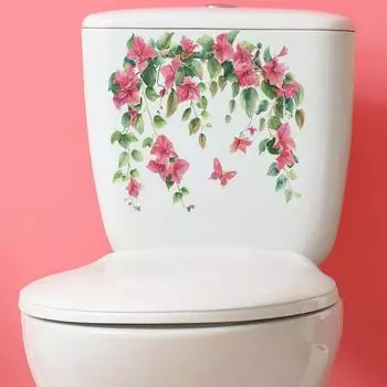 Наклейки на крышку унитаза самоклеящиеся цветы бабочки настенные наклейки водостойкие устойчивые к разрывам наклейки декор для настенной двери унитаза