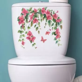 Наклейки на крышку унитаза самоклеящиеся цветы бабочки настенные наклейки водонепроницаемые устойчивые к разрывам наклейки декор