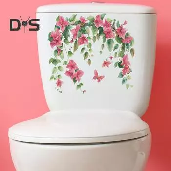 Наклейки на крышку унитаза самоклеящиеся цветы бабочки настенные наклейки водостойкие устойчивые к разрывам наклейки декор для настенной двери унитаза B