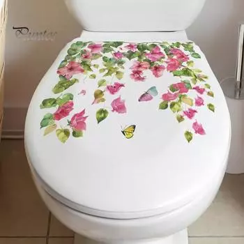 Наклейки на крышку унитаза самоклеящиеся цветы бабочки настенные наклейки водостойкие устойчивые к разрывам наклейки декор для настенной двери унитаза B