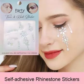 Наклейки на лицо и глаза для женщин, самоклеящиеся стразы, макияж, татуировки, наклейки для ногтей для украшения вечеринки на Хэллоуин