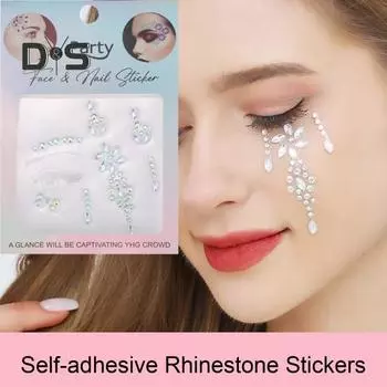 Наклейки на лицо и глаза для женщин, самоклеящиеся стразы, макияж, татуировки, наклейки для ногтей для украшения вечеринки на Хэллоуин A