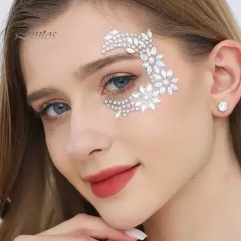 Наклейки на лицо и глаза для женщин, самоклеящиеся стразы, макияж, татуировки, наклейки для ногтей для украшения вечеринки на Хэллоуин A