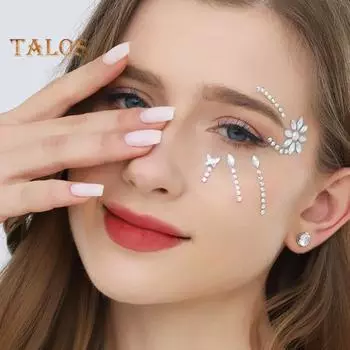 Наклейки на лицо и глаза для женщин, самоклеящиеся стразы, макияж, татуировки, наклейки для ногтей для украшения вечеринки на Хэллоуин A