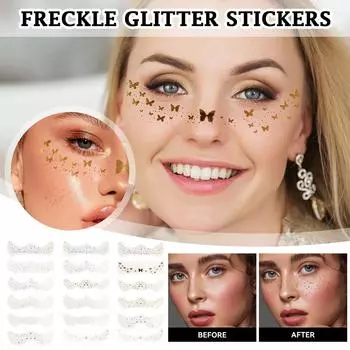 Наклейки на лицо с веснушками Водонепроницаемые наклейки с бриллиантами Экологичные наклейки для лица Наклейки для бровей Маскарадное лицо One Size