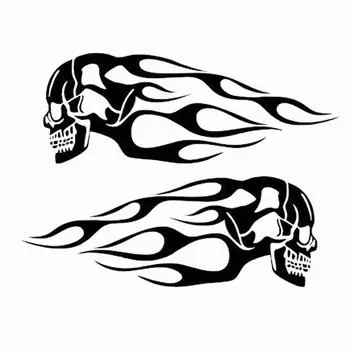 Наклейки на масляный бак мотоцикла | Комплект наклеек с пламенным черепом для бака мотоцикла | Водонепроницаемый и устойчивый к ультрафиолетовому излучению декор красный