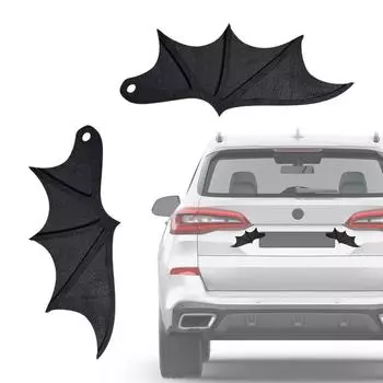 Наклейки на номерной знак с крыльями летучей мыши 2 шт., на номерной знак с крыльями летучей мыши, вид сзади, черная летучая мышь, украшение для автомобиля, водонепроницаемые черные жуткие летучие мыши для чёрный