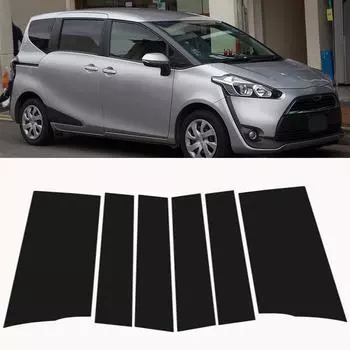 Наклейки на обшивку дверных и оконных стоек автомобиля для Toyota Sienta XP170 2017-2023, комплекты наклеек на автомобильные дверные и оконные колонны чёрный