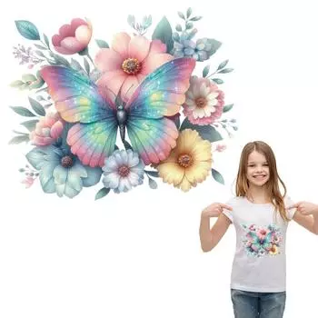 Наклейки на одежду, акварельная бабочка, сделай сам, теплопередача, аксессуар для одежды, новая моющаяся термонаклейка на одежду, цветок
