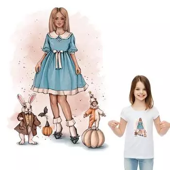 Наклейки на одежду для девочек, теплопередающие нашивки A-Level, моющиеся наклейки для футболок и джинсов, новый дизайн для поделок 16.4x23cm