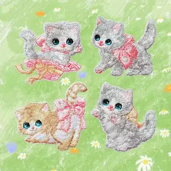 Наклейки на одежду Нашивки на одежду Аппликации на одежду с рисунком кота Вышитые нашивки Шитье Style C