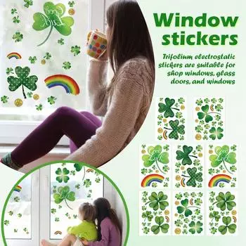 Наклейки на окна ко Дню Святого Патрика, 120 шт. Наклейки на окна для украшения ко Дню Святого Патрика One Size