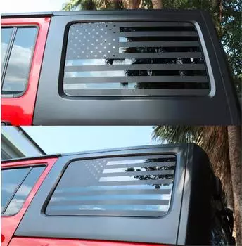 Наклейки на окна с видом карбона с флагом США для Wrangler JK 2007-2017 4-дверный