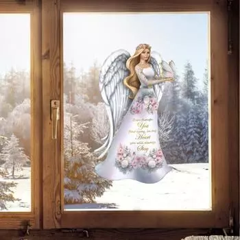 Наклейки на окна, влагостойкие самоклеящиеся ангельские узоры, рождественская стеклянная наклейка для спальни A