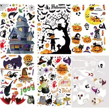 Наклейки на окно Хэллоуина, для украшения окна вечеринки на Хэллоуин One Size