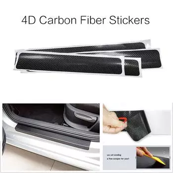 Наклейки на пороги автомобиля 4D Car Threshold Carbon Fiber Anti Scratch Universal Прочные аксессуары для салона автомобиля Anti Kick Sticker 4pcs чёрный
