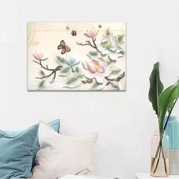 Наклейки на стену, абстрактные 3D белые цветы, цветные бабочки на деревьях, самоклеящиеся обои, художественные розовые цветочные постеры, принты для украшения гостиной 30cm x 20cm