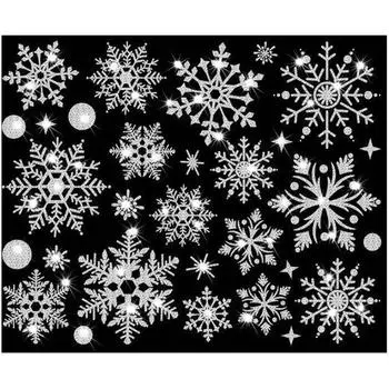 Наклейки на стену, декоративные наклейки на стекло, электростатические рождественские милые шикарные наклейки на окна со снежинками, очаровательные 5