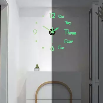 Наклейки на стену DIY цифровые настенные часы 3D светящиеся безрамные часы беззвучные часы для гостиной спальни офиса настенный декор Style 1 зелёный
