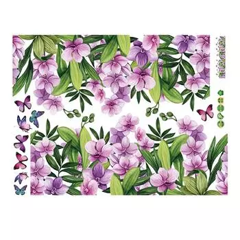 Наклейки на стену для струйной печати, наклейки на стену с растением и цветком, домашний фон, настенная живопись 50x70cm фиолетовый