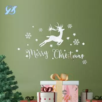 Наклейки на стену для украшения окон, рождественские наклейки на стену, 1 мм, акриловые наклейки для дома, спальни