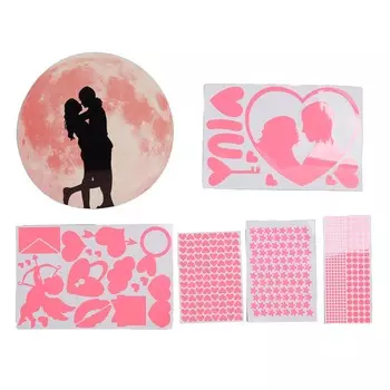 Наклейки на стену ко Дню Святого Валентина, пары, луна, звезда, сердце, точка, светящиеся в темноте, настенные наклейки 30 см