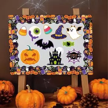 Наклейки на стену на Хэллоуин Декор комнаты Фон для вечеринки на Хэллоуин Картонный череп Доска объявлений Happy Halloween Украшенная
