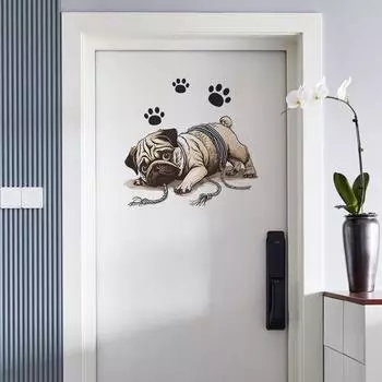 Наклейки на стену «Naughty Puppy» для ванной комнаты, тумбочка для ресторана, украшение для холодильника, самоклеящаяся наклейка 25x30cm разноцветный