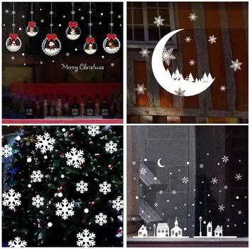 Наклейки на стену, окно, ангел, снежинка, рождественские виниловые художественные украшения, наклейки