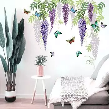 Наклейки на стену с изображением бабочки и цветка, художественная наклейка, настенный фон, сделай сам, декор, украшение для дома, настенный фон, декоративная наклейка
