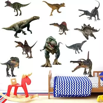 Наклейки на стену с изображением динозавра Юрского периода для гостиной, детской игровой комнаты, украшения спальни, настенные художественные наклейки 25*70cmX2pcs разноцветный