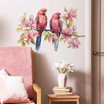Наклейки на стену с изображением влюбленных веток птиц для гостиной, крыльца, дома, самоклеящиеся 40*60CM/fun-e14