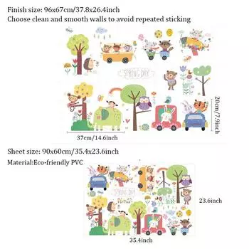 Наклейки на стену с изображением животных из мультфильмов, милые обои со слоном из сказки о лесе, наклейка с изображением медведя и кролика, декор для детской комнаты в раннем образовательном классе