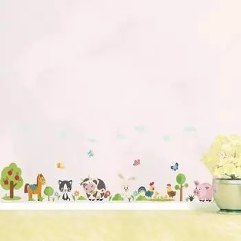 Наклейки на стену с милыми животными на ферме для украшения дома, детская комната, спальня, корова, лошадь, свинья, курица, фреска, искусство, сделай сам, наклейки на стены из ПВХ 01
