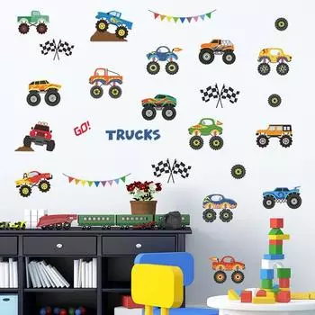 Наклейки на стену с рисунком автомобиля, самоклеящиеся ПВХ, наклейка на стену для гардеробной, прихожей разноцветный