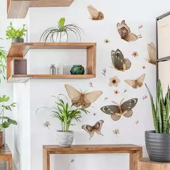 Наклейки на стену в богемном стиле с узором бабочки Яркие самоклеящиеся самоклеящиеся обои в стиле природы для украшения комнаты Наклейки на стену 1pc