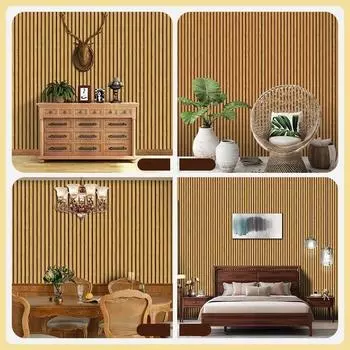 Наклейки на стену в полоску из дерева для декора гостиной, имитация обоев с текстурой дерева, самоклеящиеся наклейки из ПВХ 45x1000 см 45x1000CM