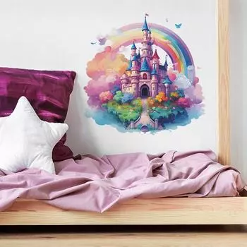 Наклейки на стену «Замок мечты» для девочек, детская комната, красочные радужные наклейки на стену, декор для детской комнаты, спальни 40x60cm разноцветный