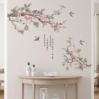 Наклейки на стены Цветы Пчела Наклейки на стены Гостиная Фон Стена Украшение комнаты Наклейки на стены Самоклеящиеся наклейки на стену белый