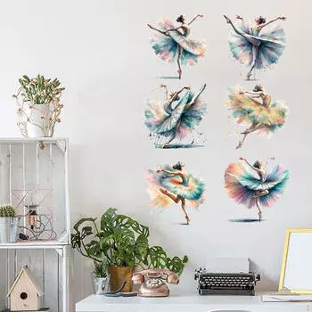 Наклейки на стены для девочек-балерин, наклейки с балеринами, настенный художественный постер, танцовщица-балерина