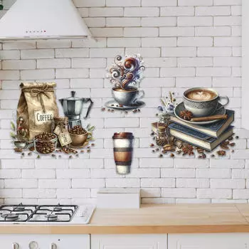 Наклейки на стены кафе, фреска, художественные наклейки, наклейки на чашки кофе, чая, для бара
