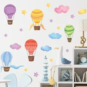 Наклейки на стены мультфильм облака звезды Наклейка на стену воздушный шар стикер на стену